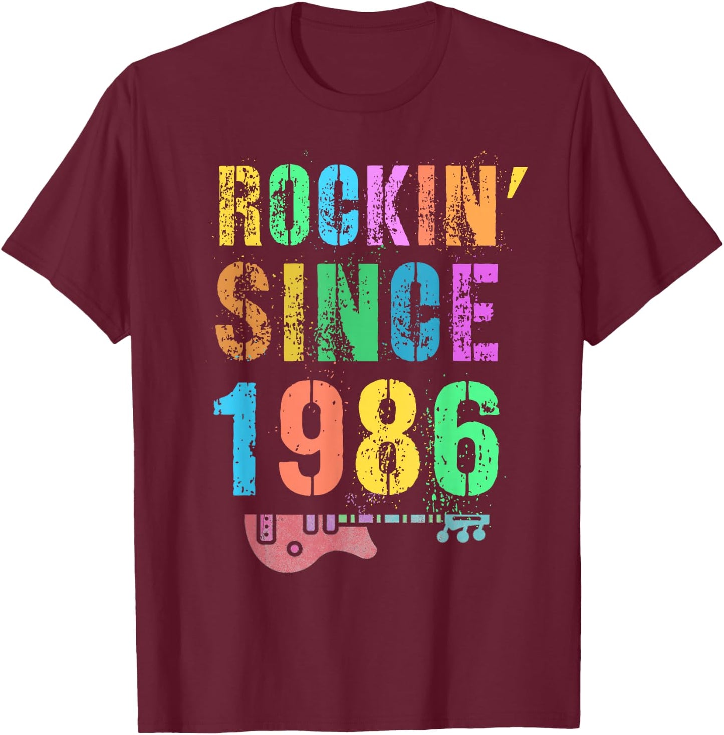 Rockin' Since 1986 Vintage Rockstar 40th Birthday Mom Dad 40 T-Shirt - T-Shirt | Maroon