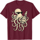 Vintage Octopus Drinking Bourbon Whiskey Bartending Drinker T-Shirt - T-Shirt | Maroon