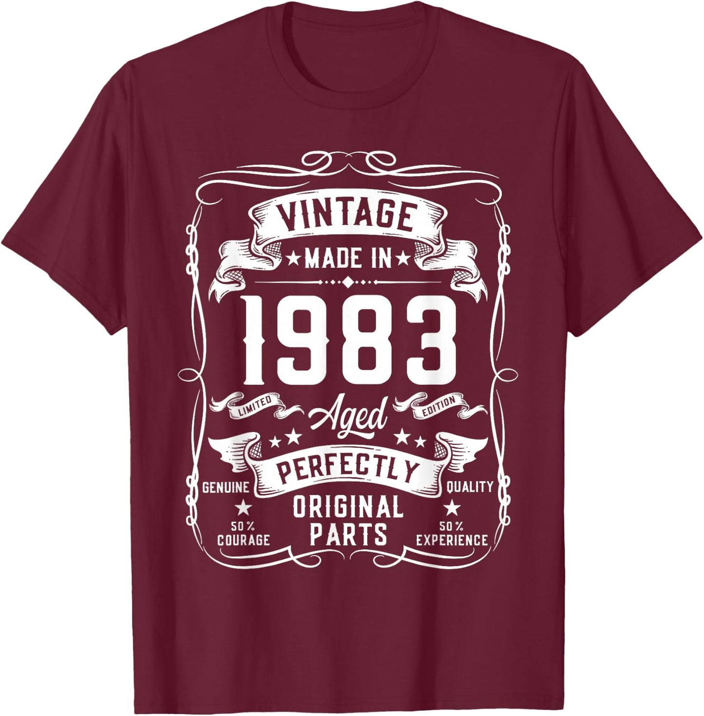 Vintage 1983 42yr 42nd Birthday Gifts 42 Years Old T-Shirt - T-Shirt | Maroon