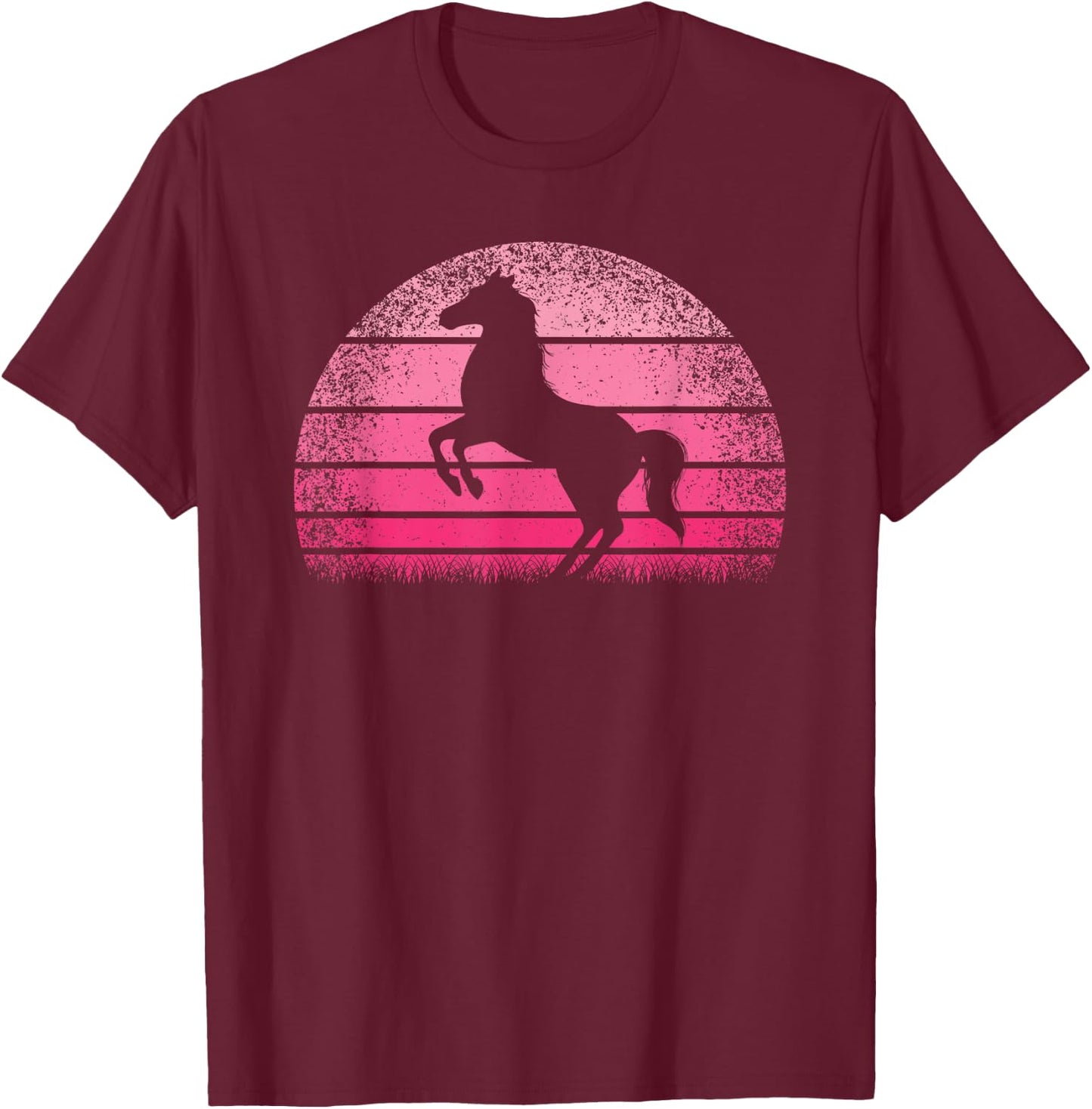 Retro Horse Horseback Riding Horse Lover Cowgirl Women Girls T-Shirt - T-Shirt | Maroon