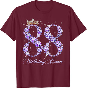 88 Year Old Its My 88th Birthday Queen Diamond Heels Crown T-Shirt - T-Shirt | Maroon
