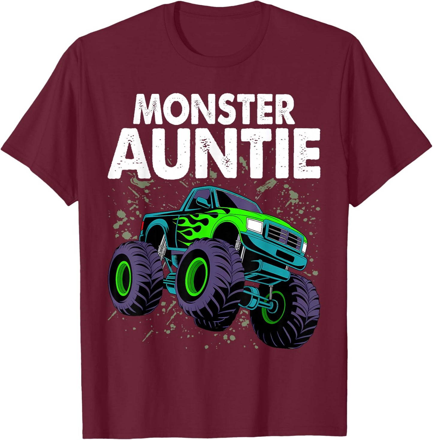Auntie Family Matching Monster Truck Lovers T-Shirt - T-Shirt | Maroon