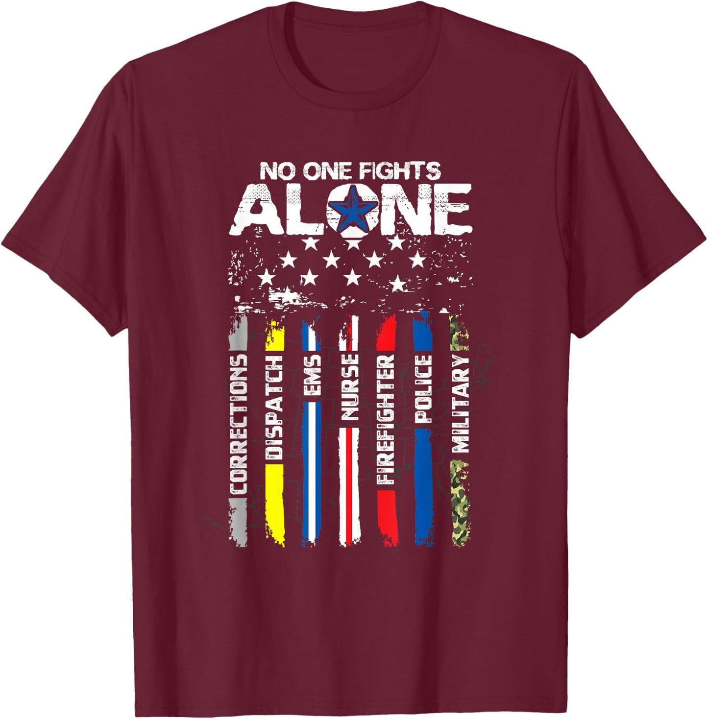 First Responders American Thin Line Police Fire Military EMS Small T-Shirt - T-Shirt | Maroon