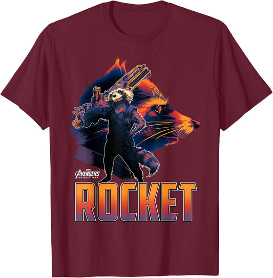 Marvel Infinity War Rocket Head Guardian Profile Portrait T-Shirt - T-Shirt | Maroon