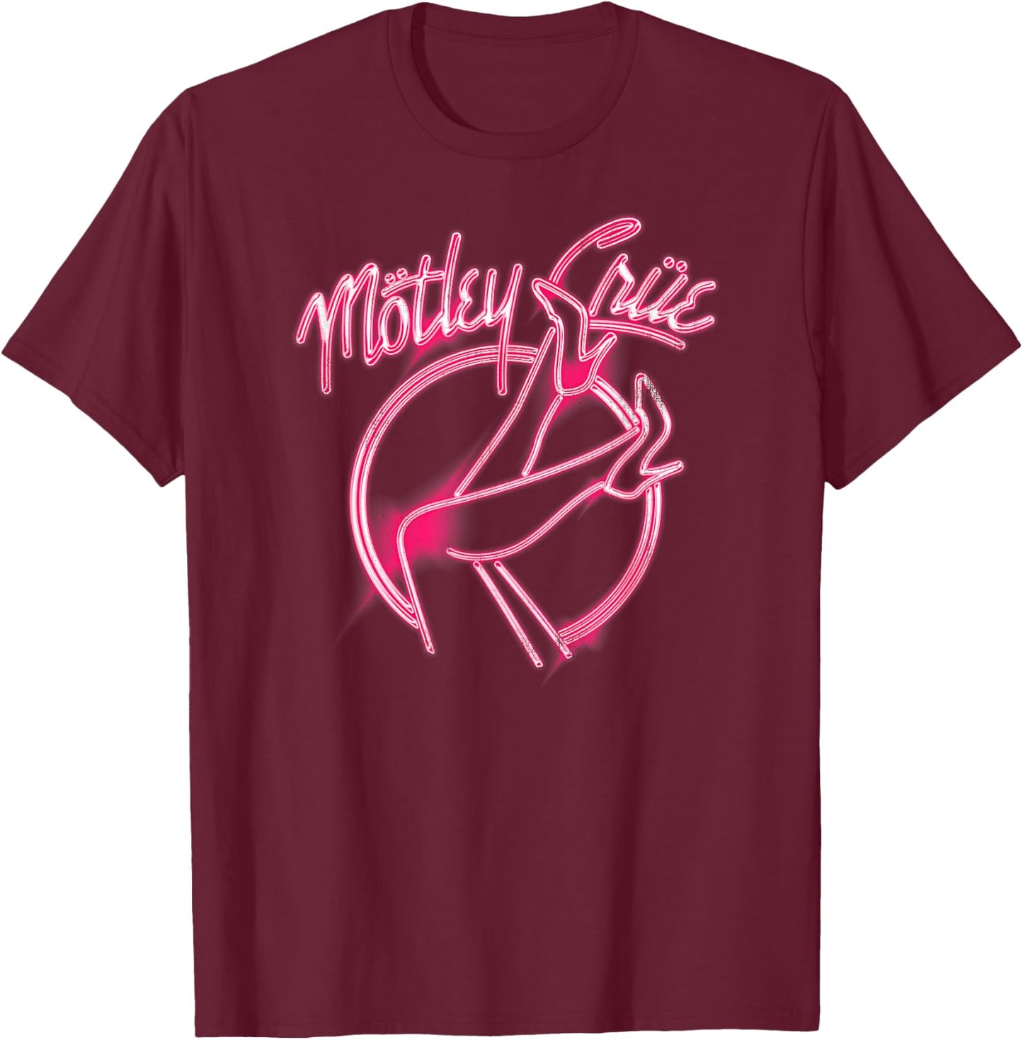 Mötley Crüe – Girls Girls Girls Pink Neon Heels T-Shirt - T-Shirt | Maroon