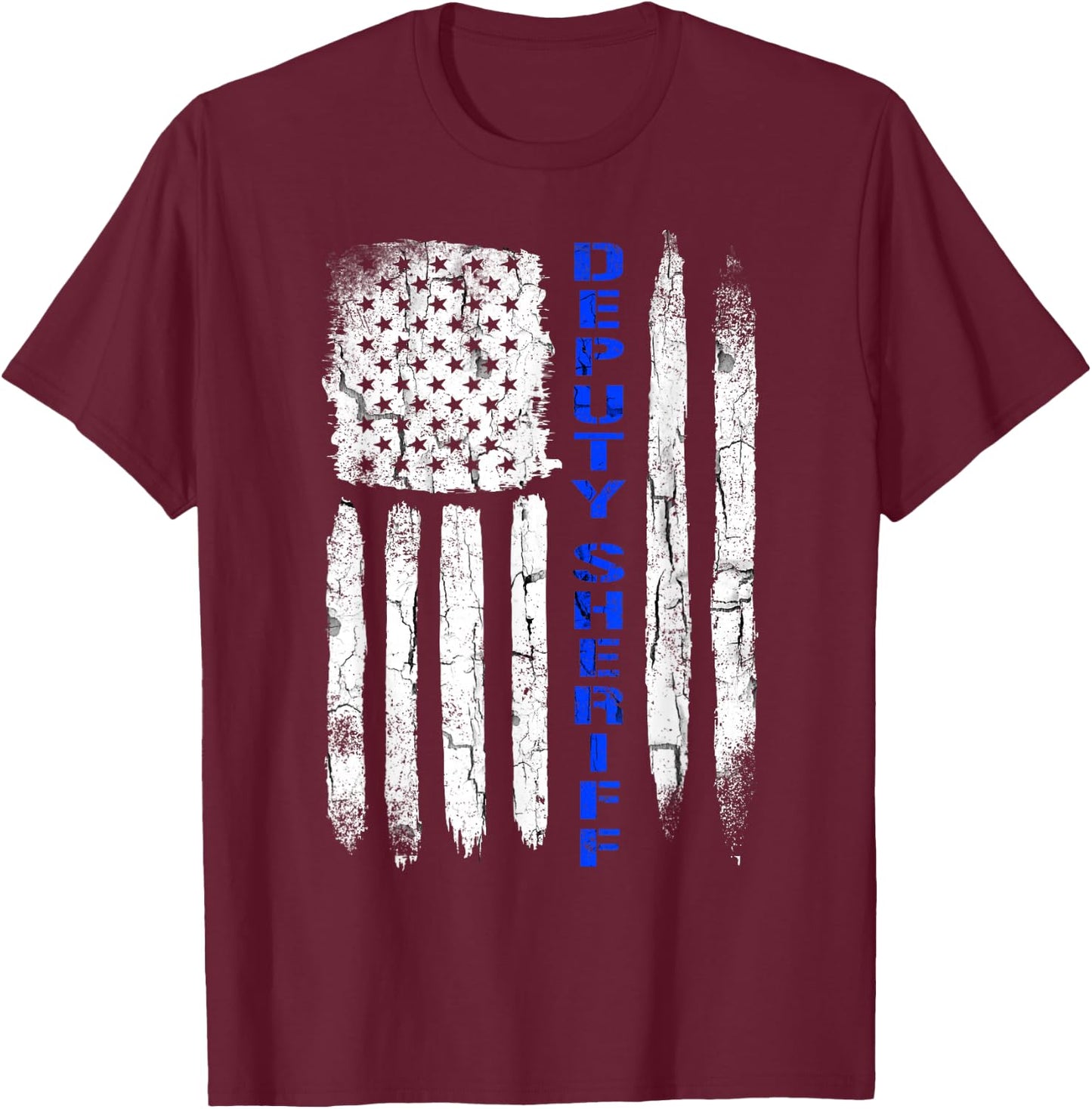 Deputy Sheriff Shirts Thin Blue Line American Flag T-Shirt - T-Shirt | Maroon