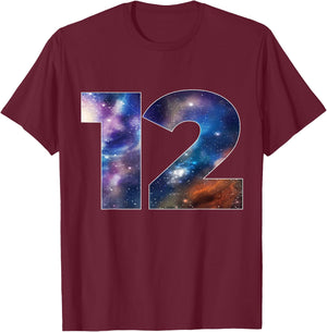 Galaxy 12 Year Old 12th Birthday Space Themed Astronaut Boy T-Shirt - T-Shirt | Maroon