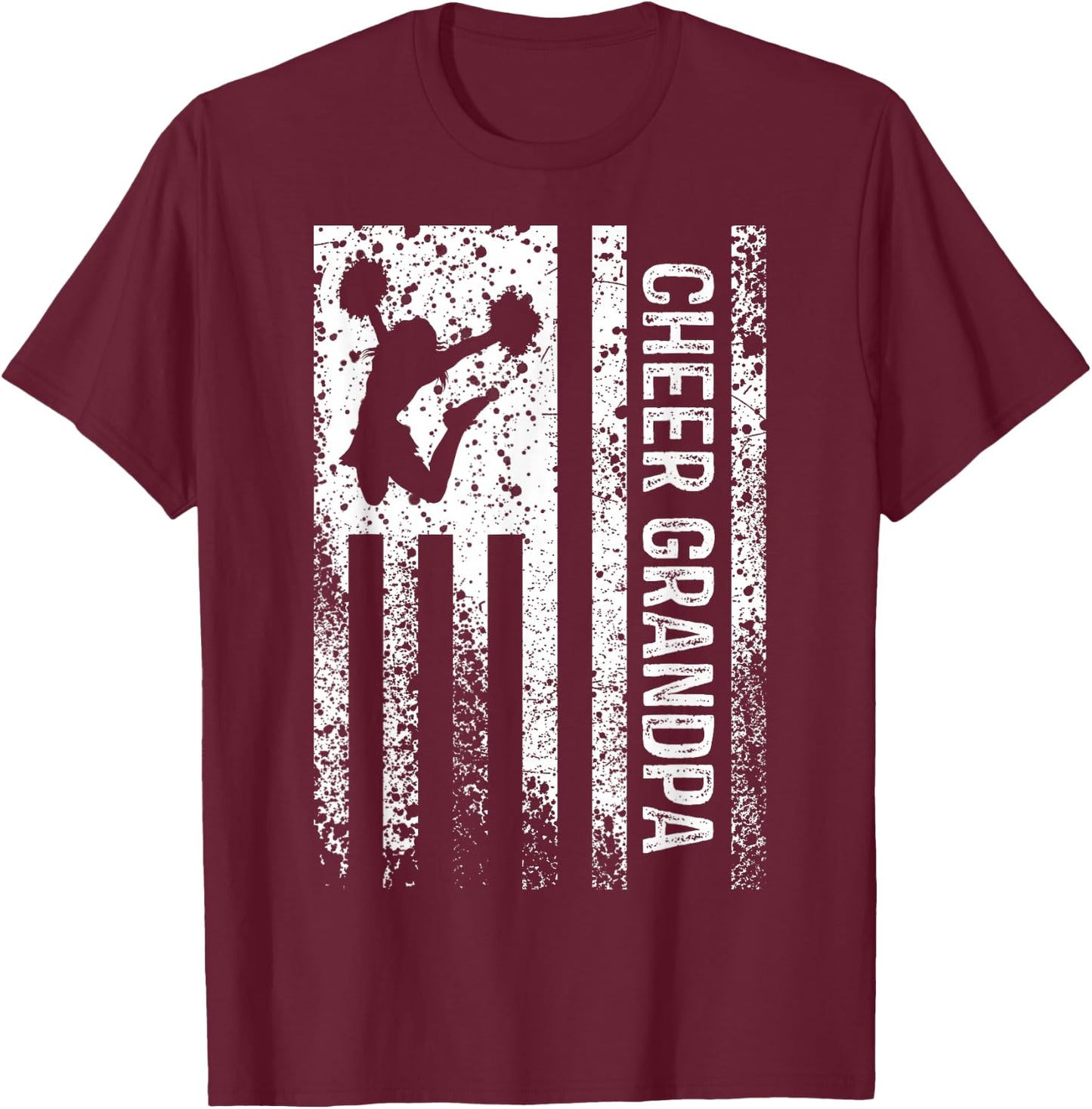 Cheer Grandpa Vintage American Flag Cheerleader Squad T-Shirt - T-Shirt | Maroon