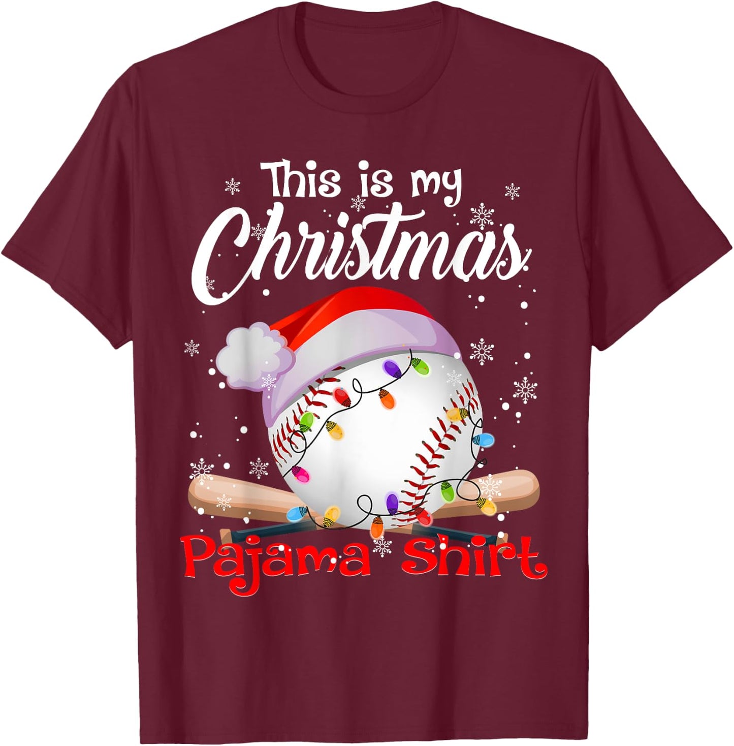 This Is My Christmas Pajama Baseball T-Shirt - T-Shirt | Maroon