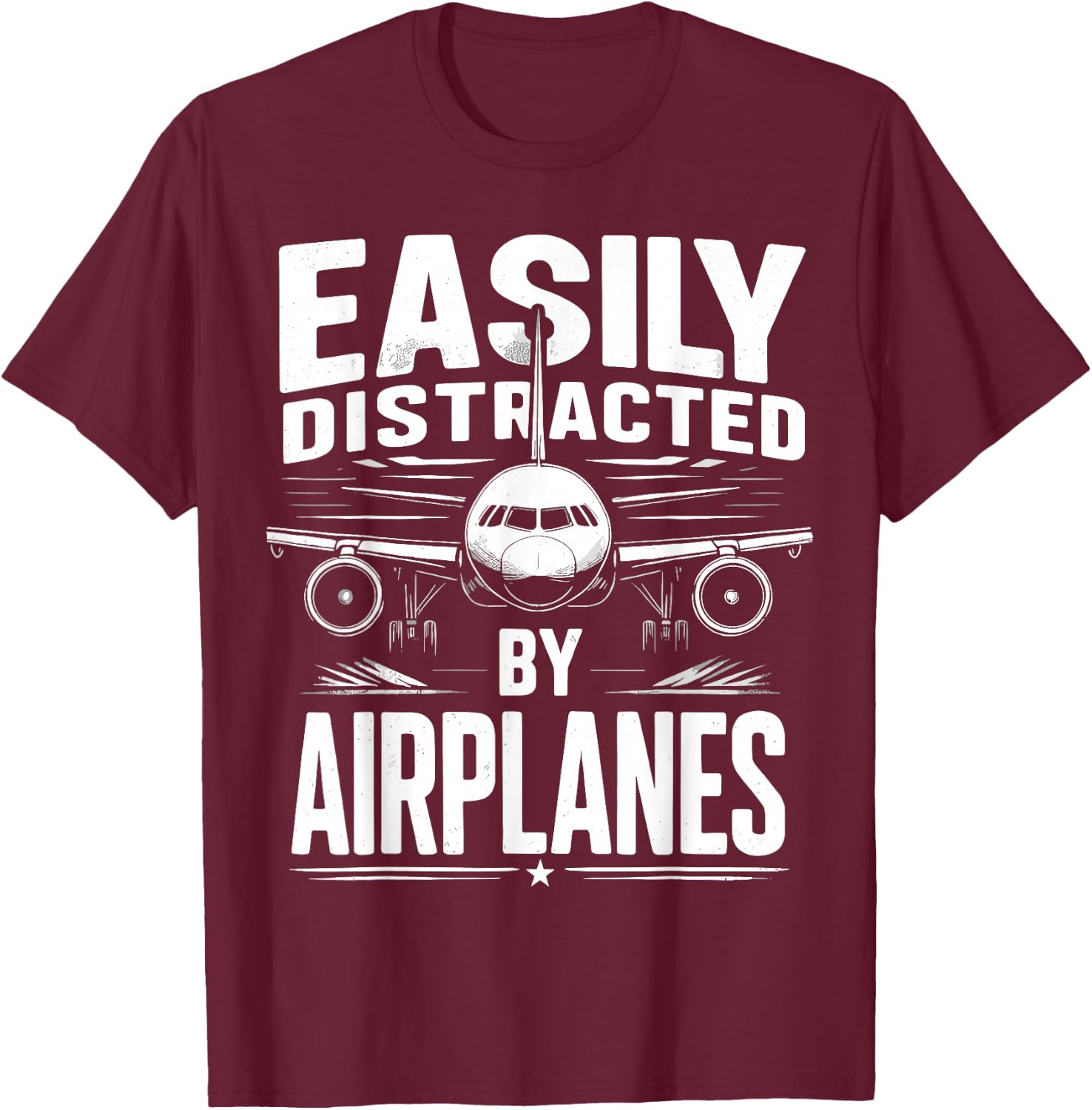 Easily Distracted by Airplanes Aviation Plane T-Shirt - T-Shirt | Maroon