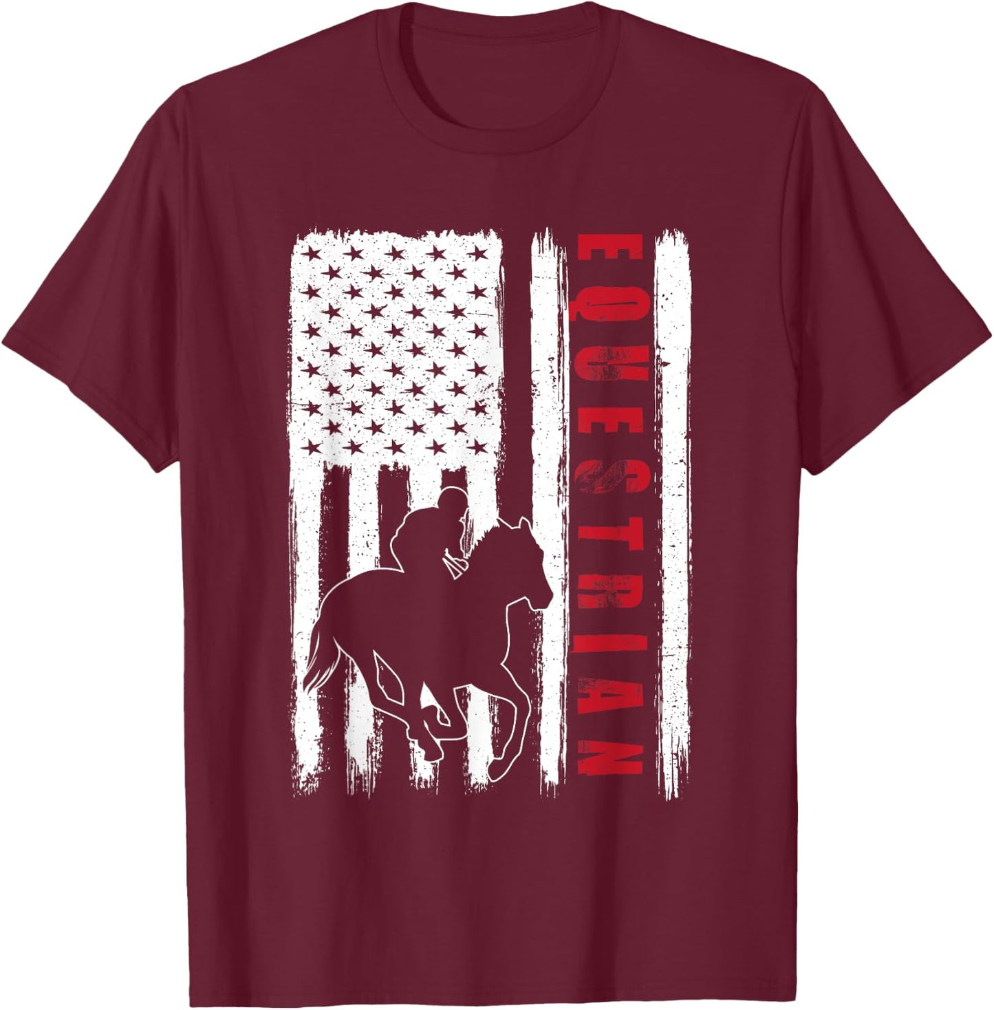 USA Equestrian team American flag US Horses rider men women T-Shirt - T-Shirt | Maroon