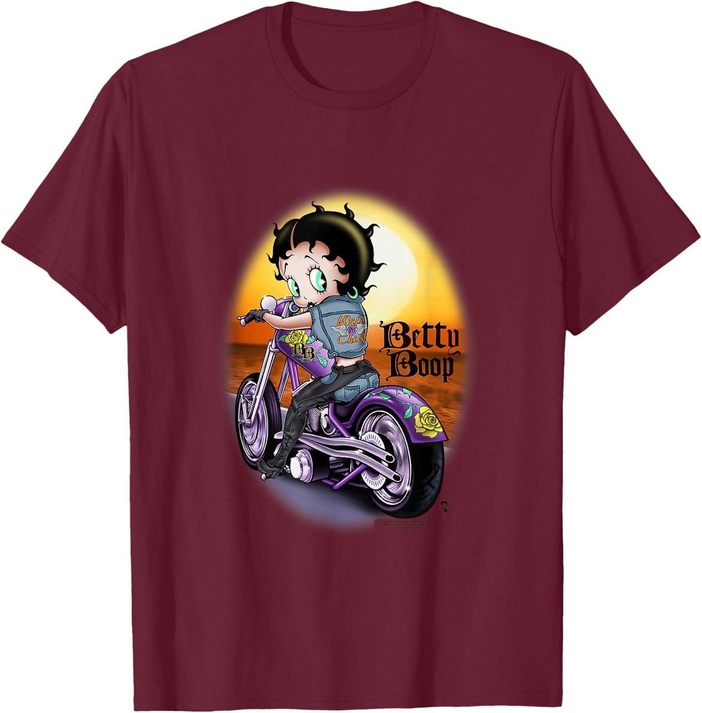 Betty Boop Wild Biker T-Shirt - T-Shirt | Maroon