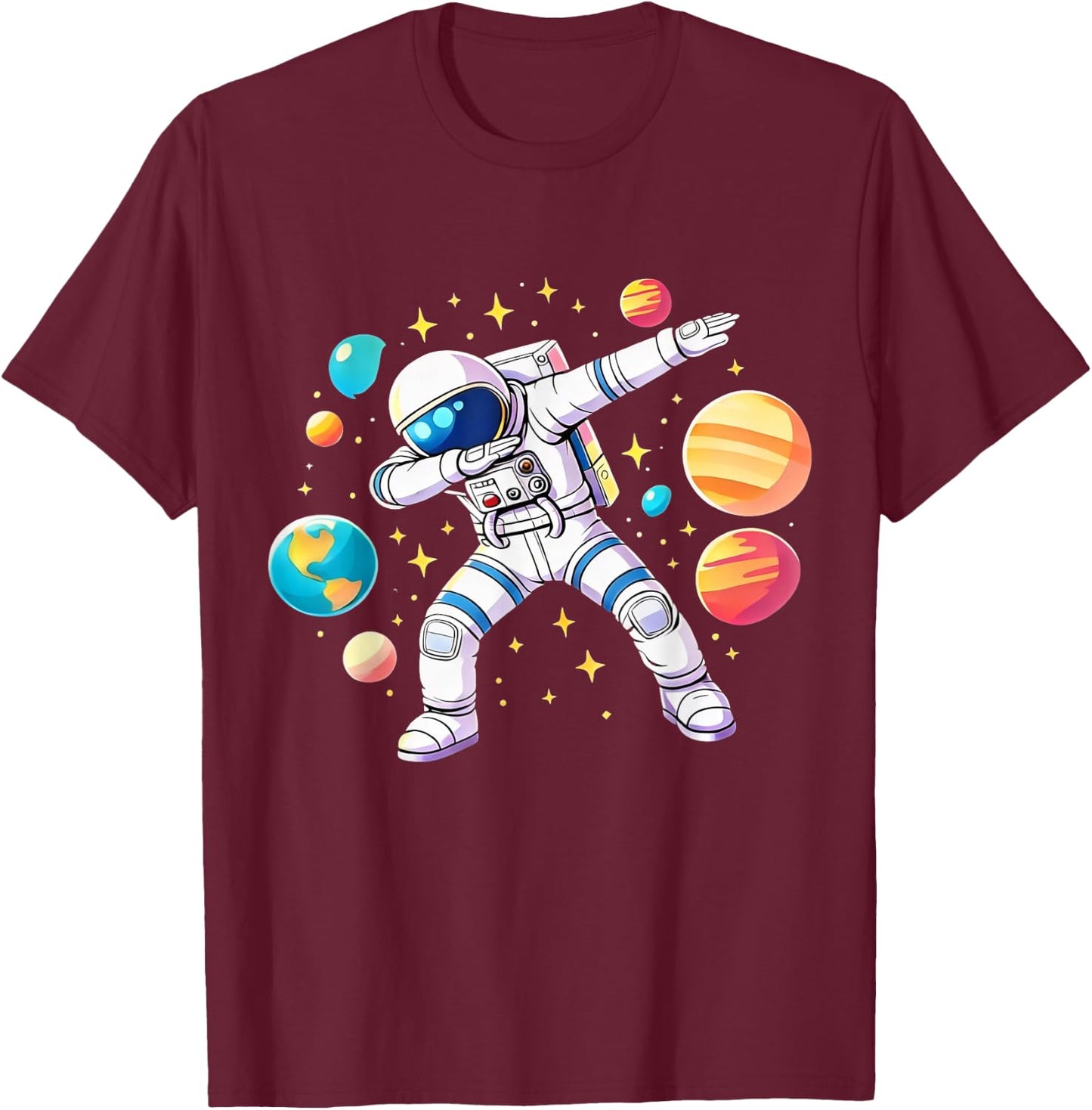Astronaut Dabbing Funny Space Lover Cool Planets Boys Kids T-Shirt - T-Shirt | Maroon