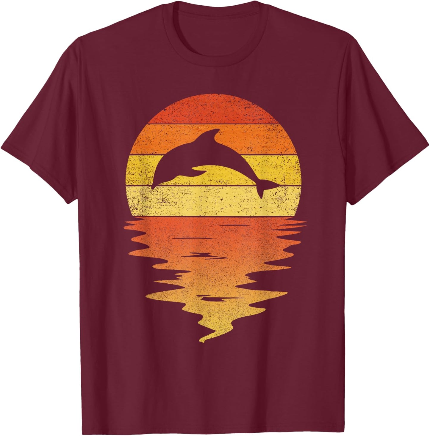 Dolphin shirt 70s vintage retro sunset Dolphin Zookeeper T-Shirt - T-Shirt | Maroon