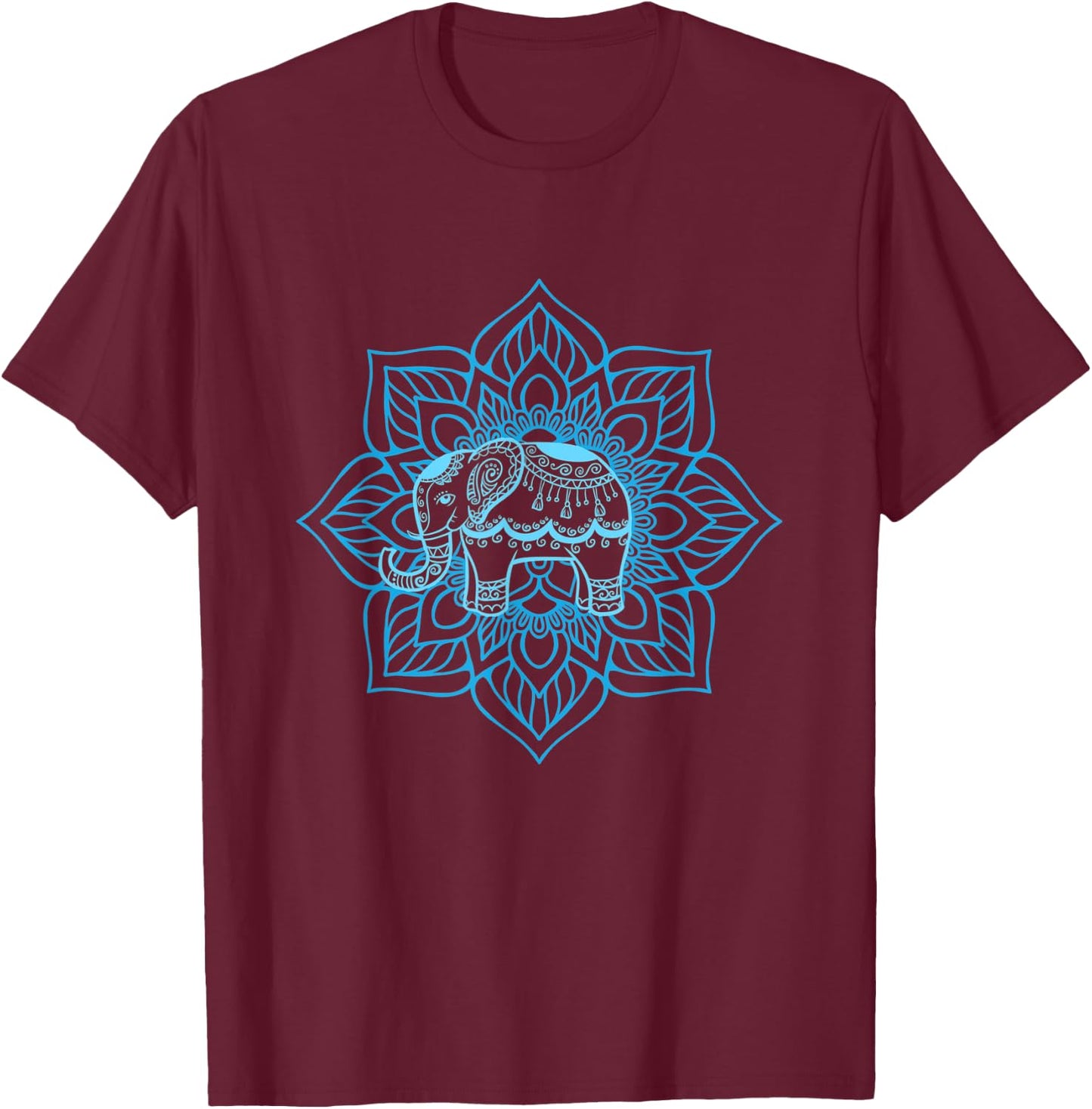 Water Elephant Mandala | Spiritual New Age Buddhist Yoga T-Shirt - T-Shirt | Maroon