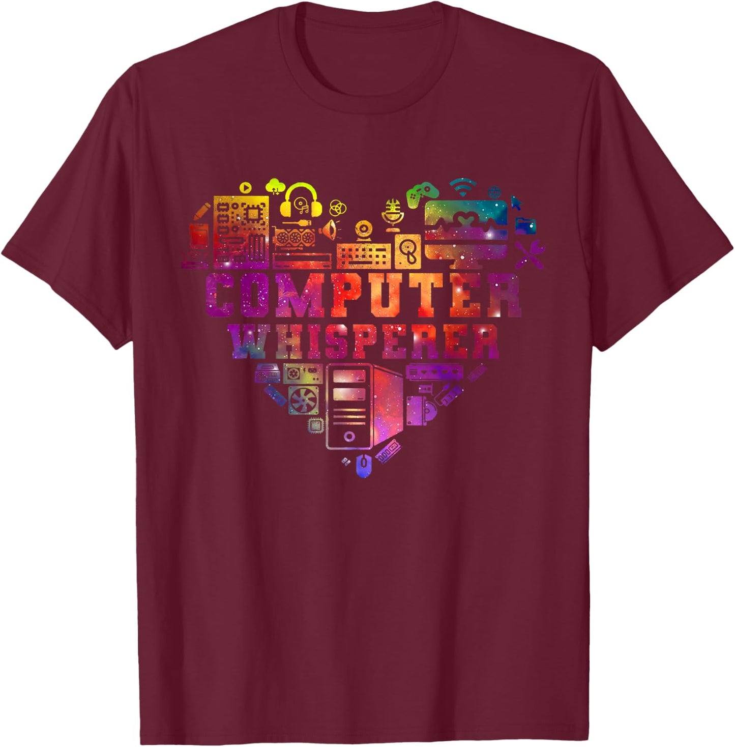 Computer Whisperer Heart Computer Lover T-Shirt - T-Shirt | Maroon