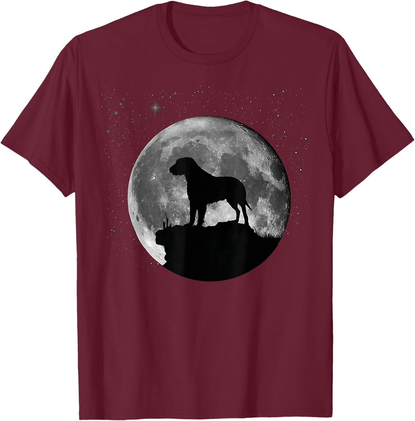 Irish Wolfhound Dog Moon T-Shirt - T-Shirt | Maroon