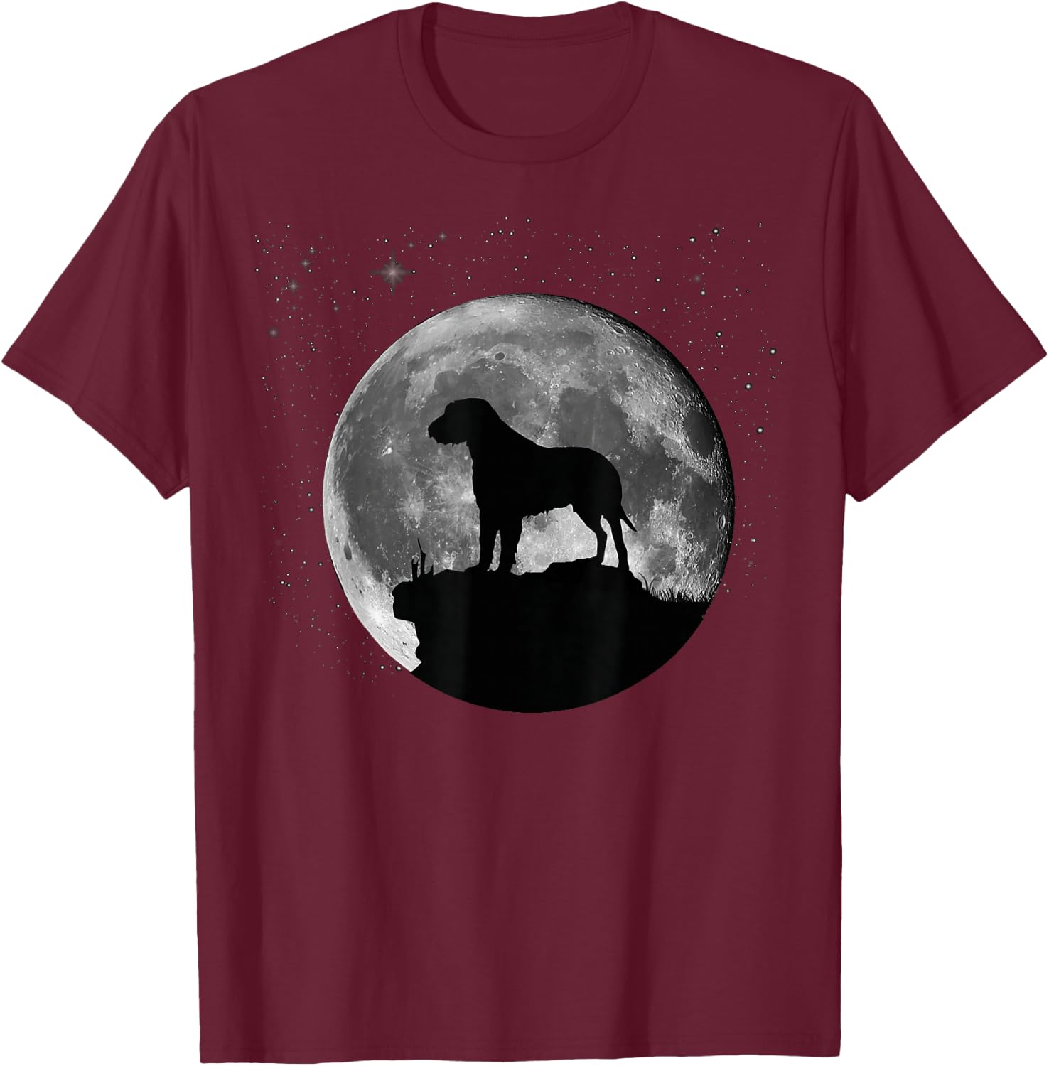 Irish Wolfhound Dog Moon T-Shirt - T-Shirt | Maroon