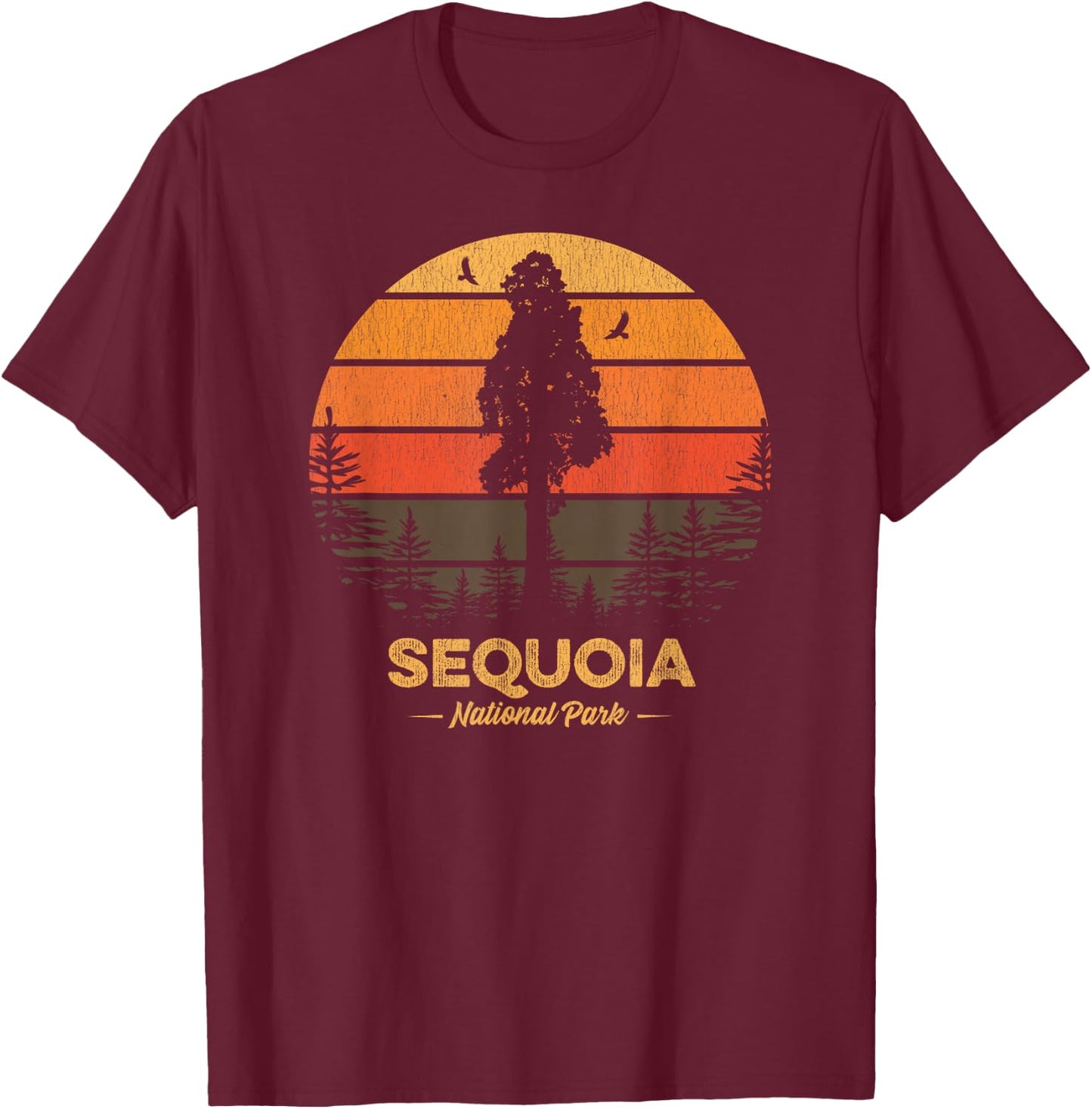Sequoia National Park Shirt Retro Vintage Souvenir Gift T-Shirt - T-Shirt | Maroon