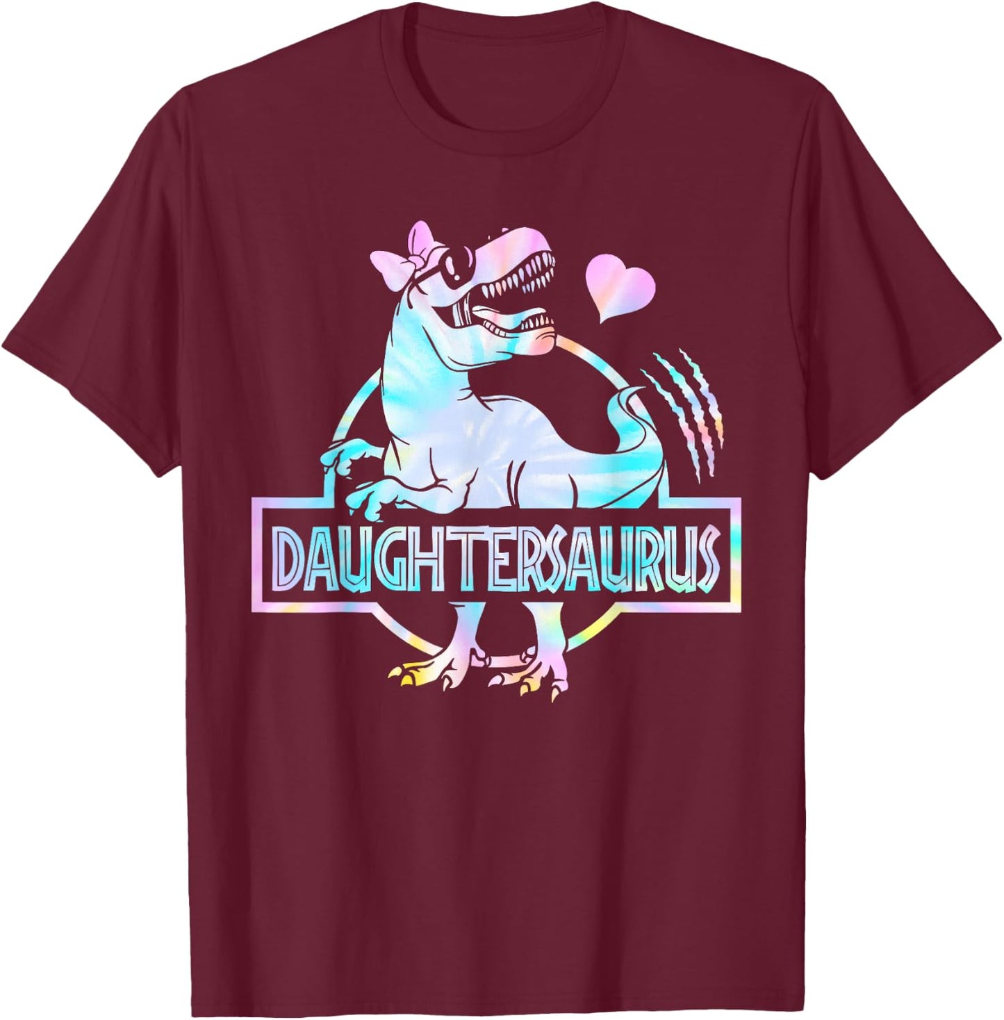 Daughtersaurus T Rex Dinosaur Daughter Saurus Family T-Shirt - T-Shirt | Maroon