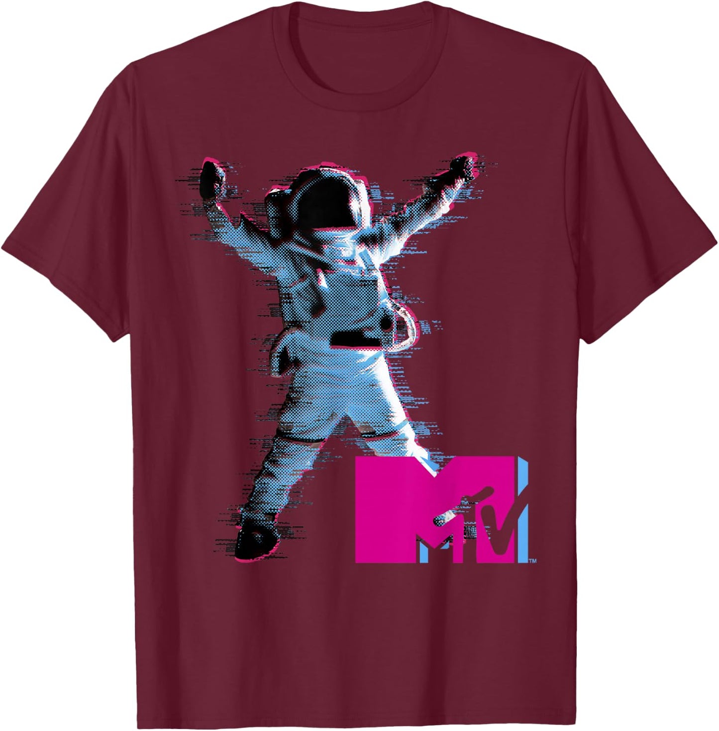 MTV VMA Astronaut Static Distorted Victory Pose T-Shirt - T-Shirt | Maroon