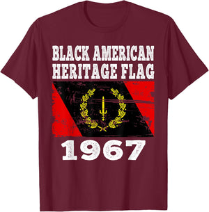 Black American Heritage Flag 1967 Vintage T-Shirt - T-Shirt | Maroon
