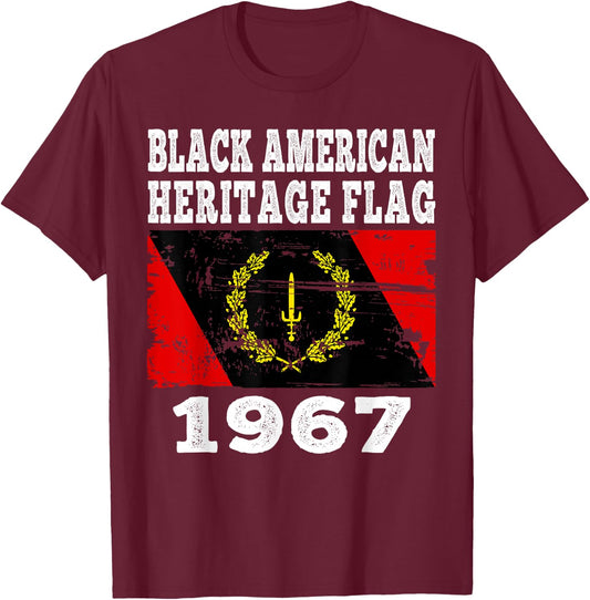 Black American Heritage Flag 1967 Vintage T-Shirt - T-Shirt | Maroon