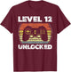 Level 12 Unlocked Funny Video Gamer 12th Birthday T-Shirt - T-Shirt | Maroon