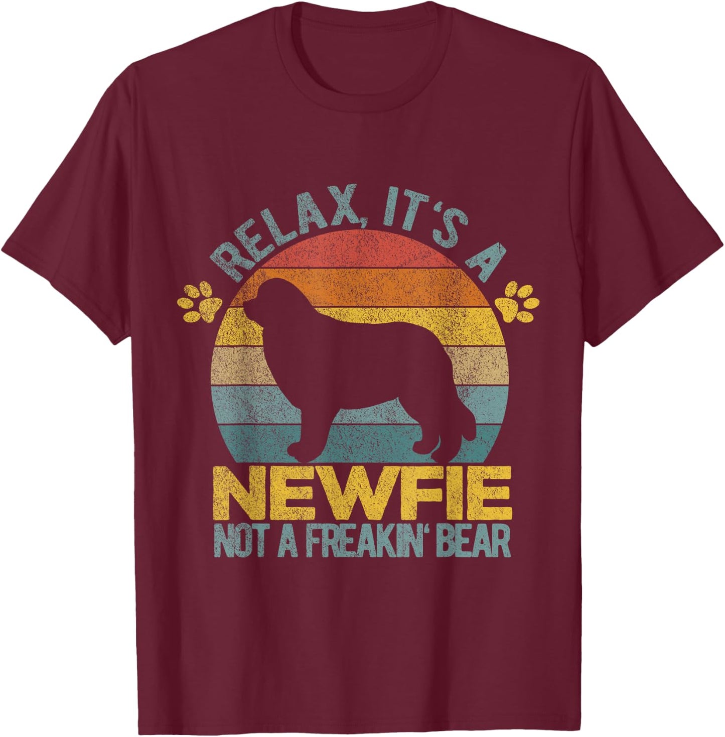 Funny Newfoundland Dog Newfie Owner Retro Vintage Men Women T-Shirt - T-Shirt | Maroon