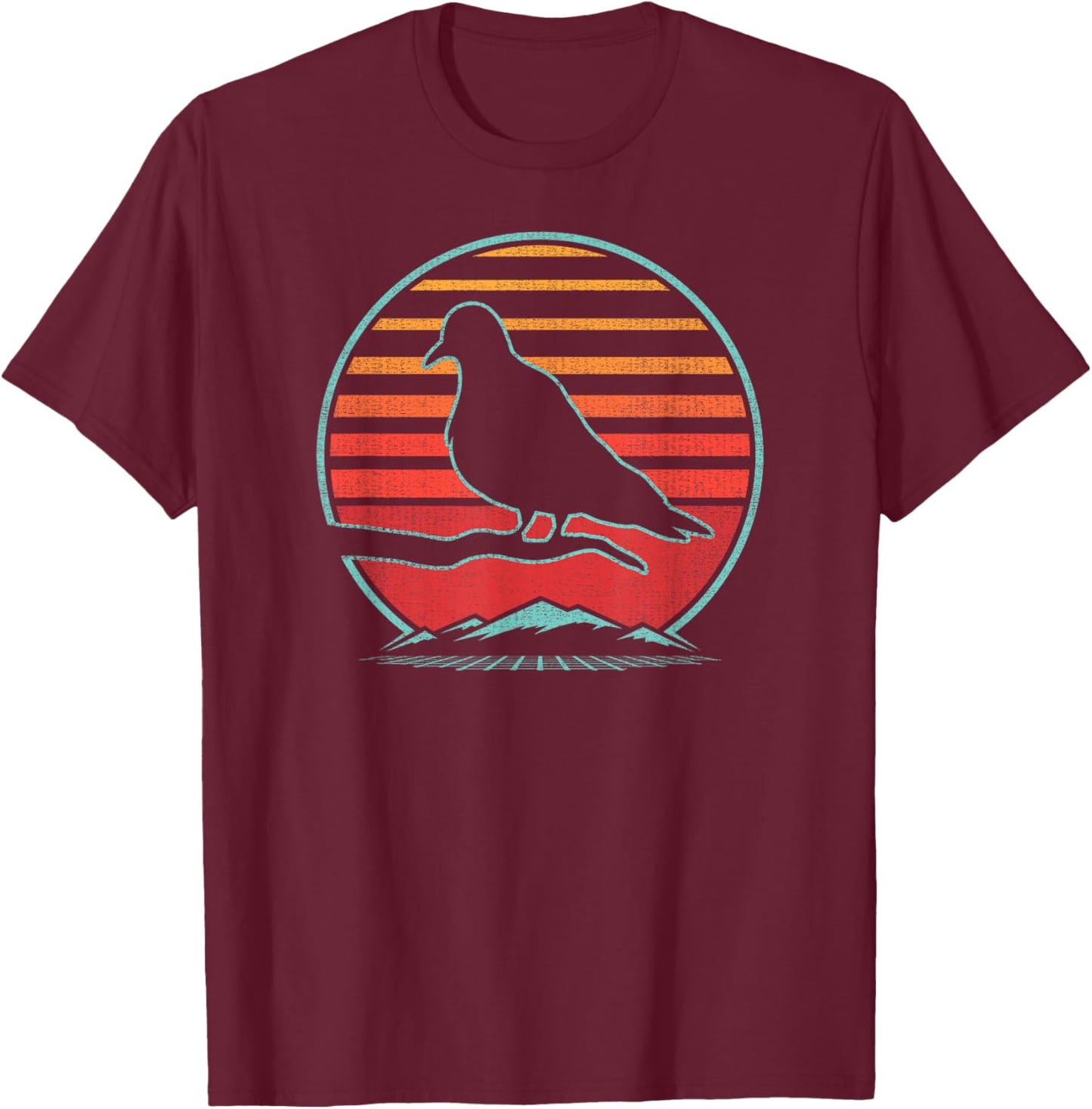 Mourning Dove Retro Vintage 80s Style Birding Gift T-Shirt - T-Shirt | Maroon
