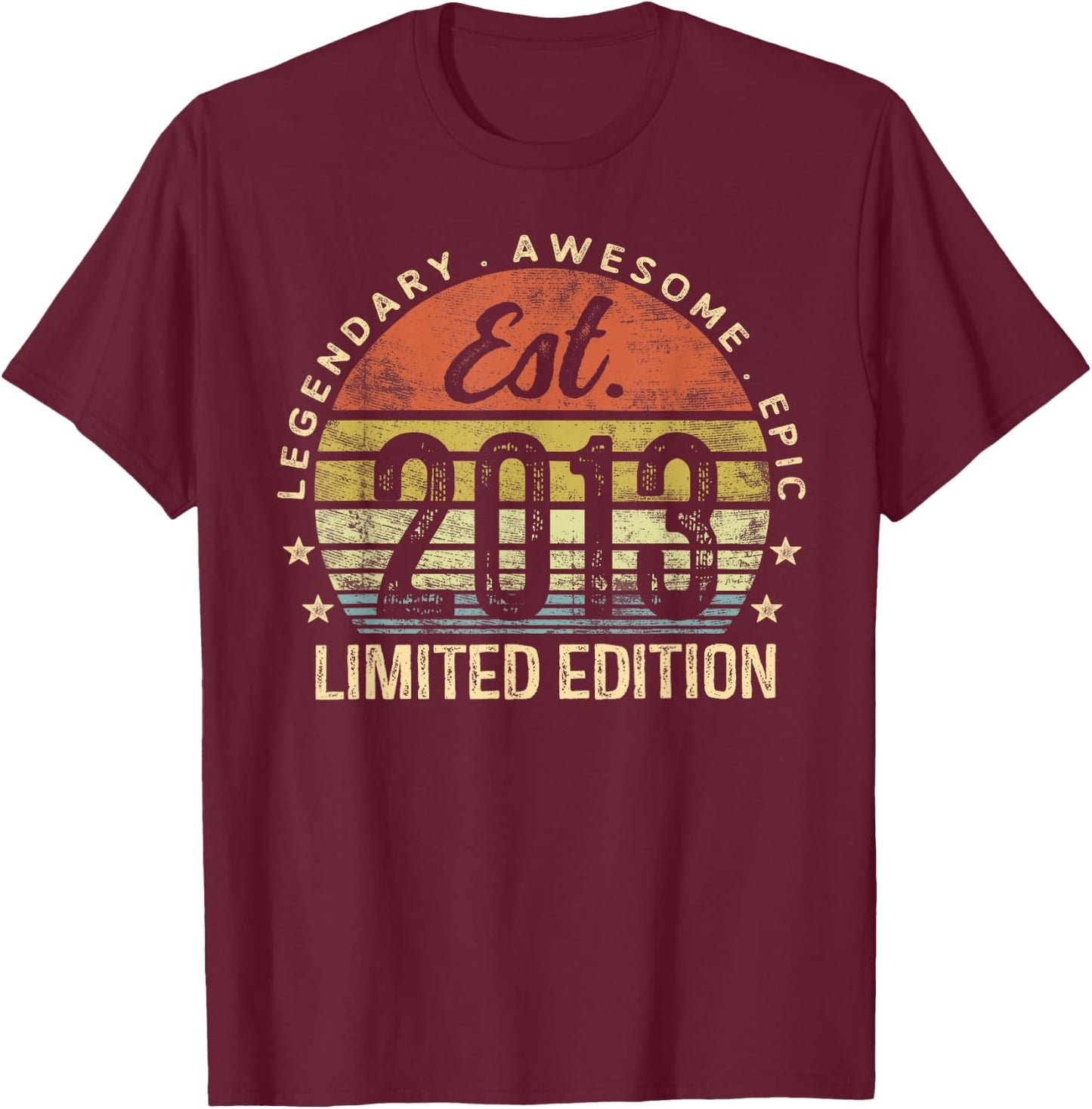 Est 2013 Limited Edition 12th Birthday Gifts 12 Year Old T-Shirt - T-Shirt | Maroon