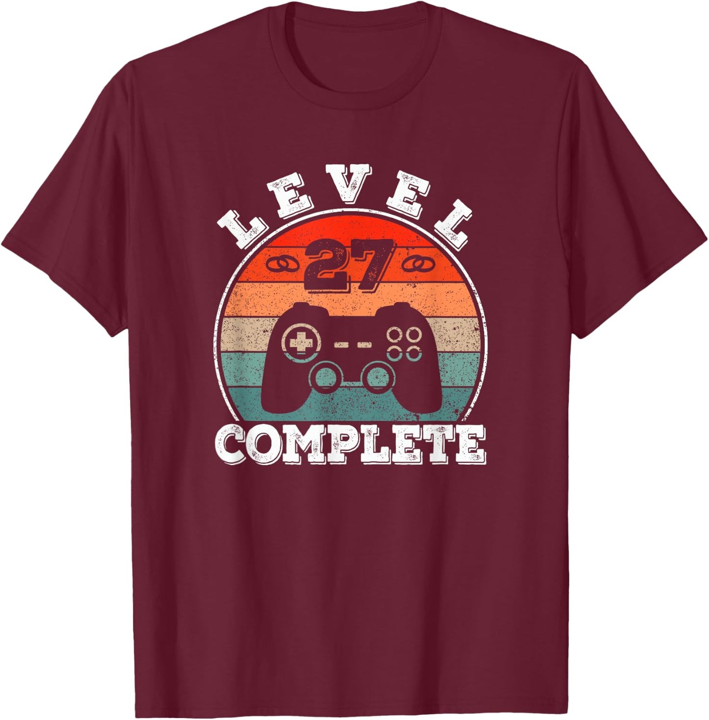 27 Years Marriage Anniversary 27 Years Married Man Level 27 T-Shirt - T-Shirt | Maroon