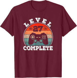 27 Years Marriage Anniversary 27 Years Married Man Level 27 T-Shirt - T-Shirt | Maroon