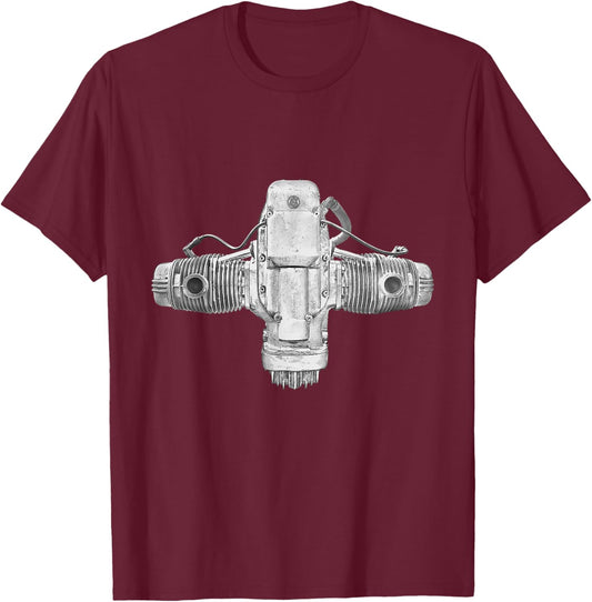 Ural Boxer Engine T-Shirt - T-Shirt | Maroon