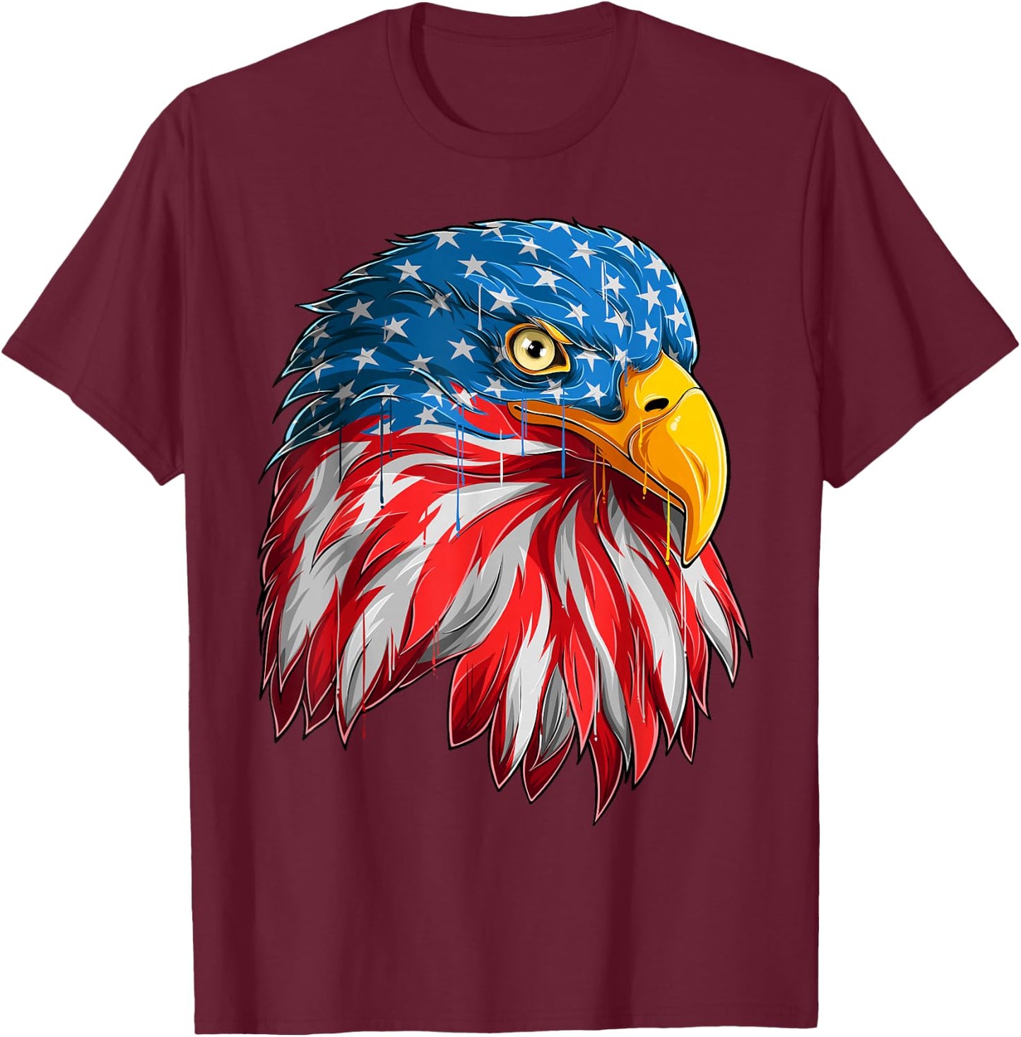 4th July American Eagle Flag - Independence Day T T-Shirt - T-Shirt | Maroon
