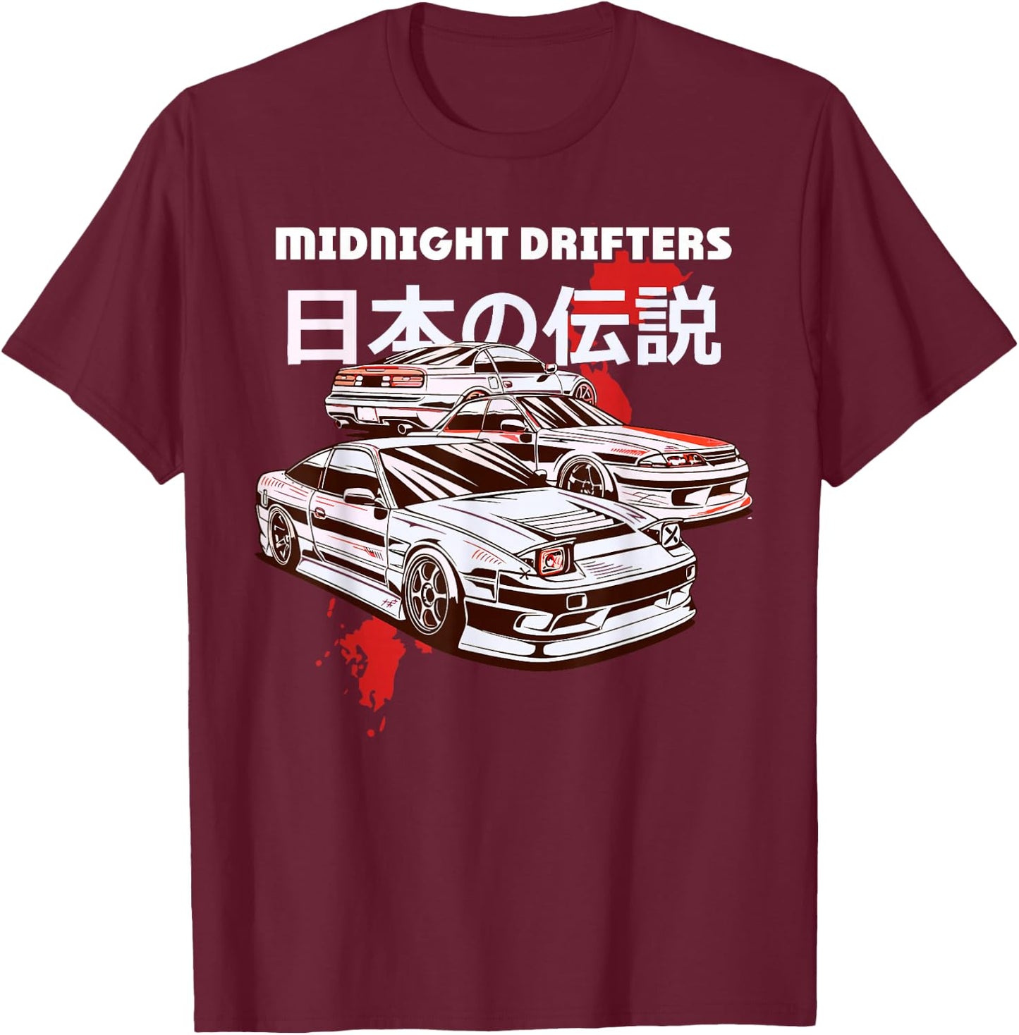 JDM Drift Car Racer Tokyo Street Drifting Twin Turbo Racing T-Shirt - T-Shirt | Maroon