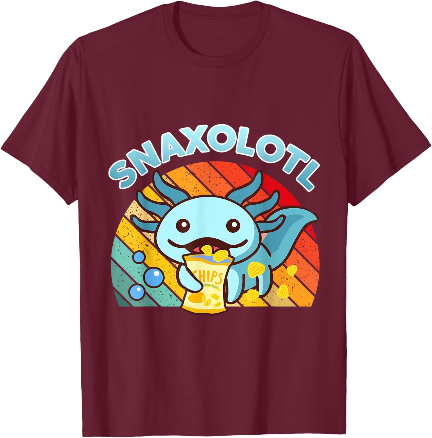 Snaxolotl-Shirt Cute Axolotl Snack Funny Food Lover Gift Kid T-Shirt - T-Shirt | Maroon