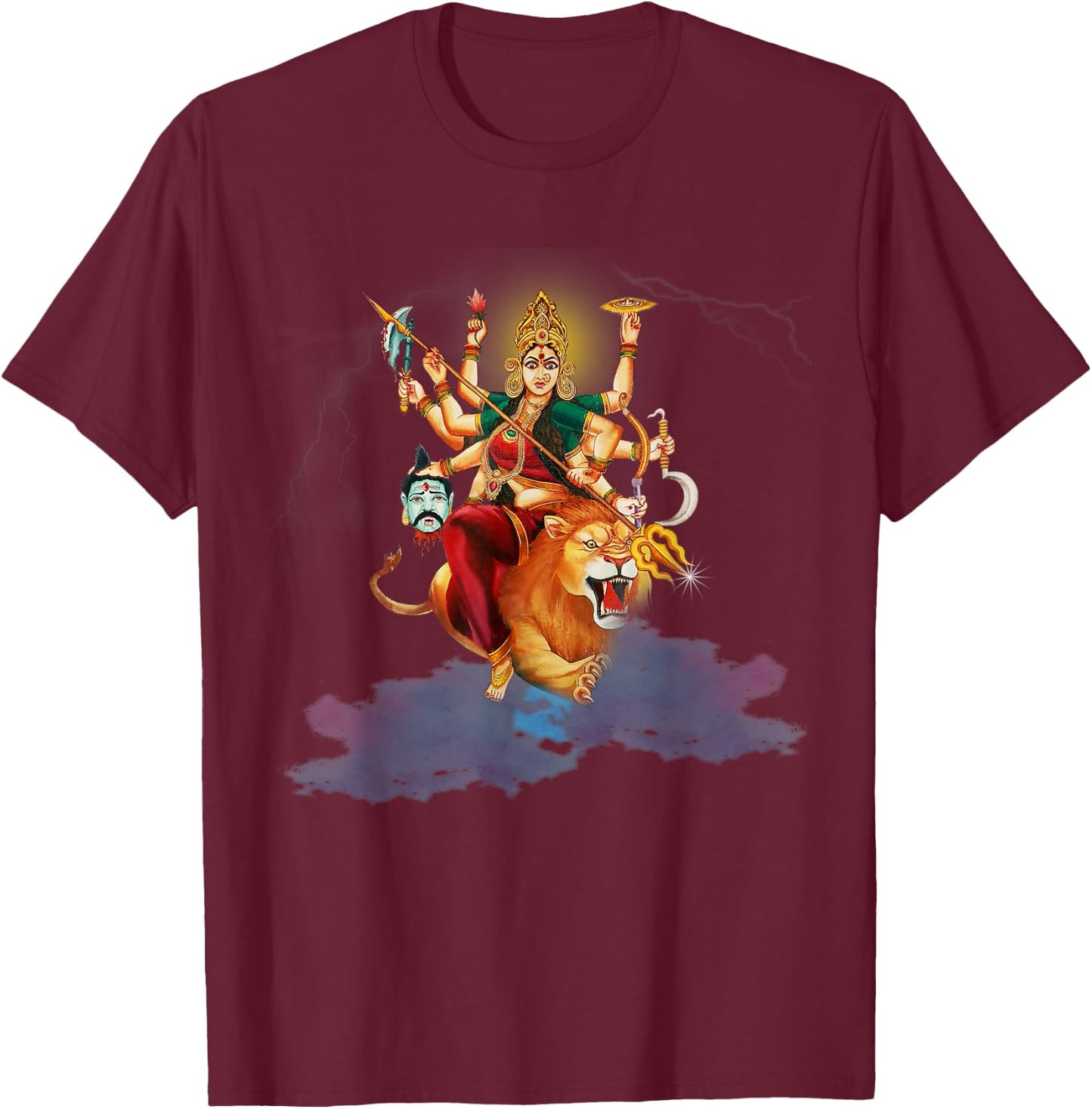 Goddess Durga Hindu Religion Durga mata Maa Yoga T-Shirt - T-Shirt | Maroon