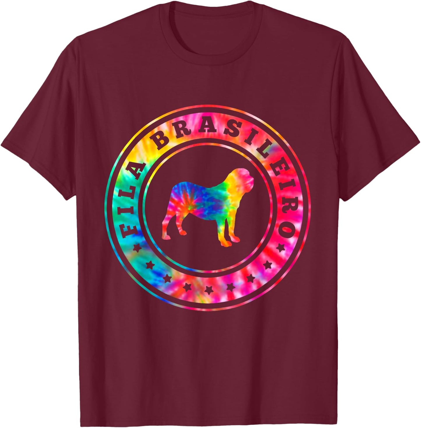 Tie Dye Fila Brasileiro Dog Mom Dad Pet Lover Men Women Girls Kids T-Shirt - T-Shirt | Maroon