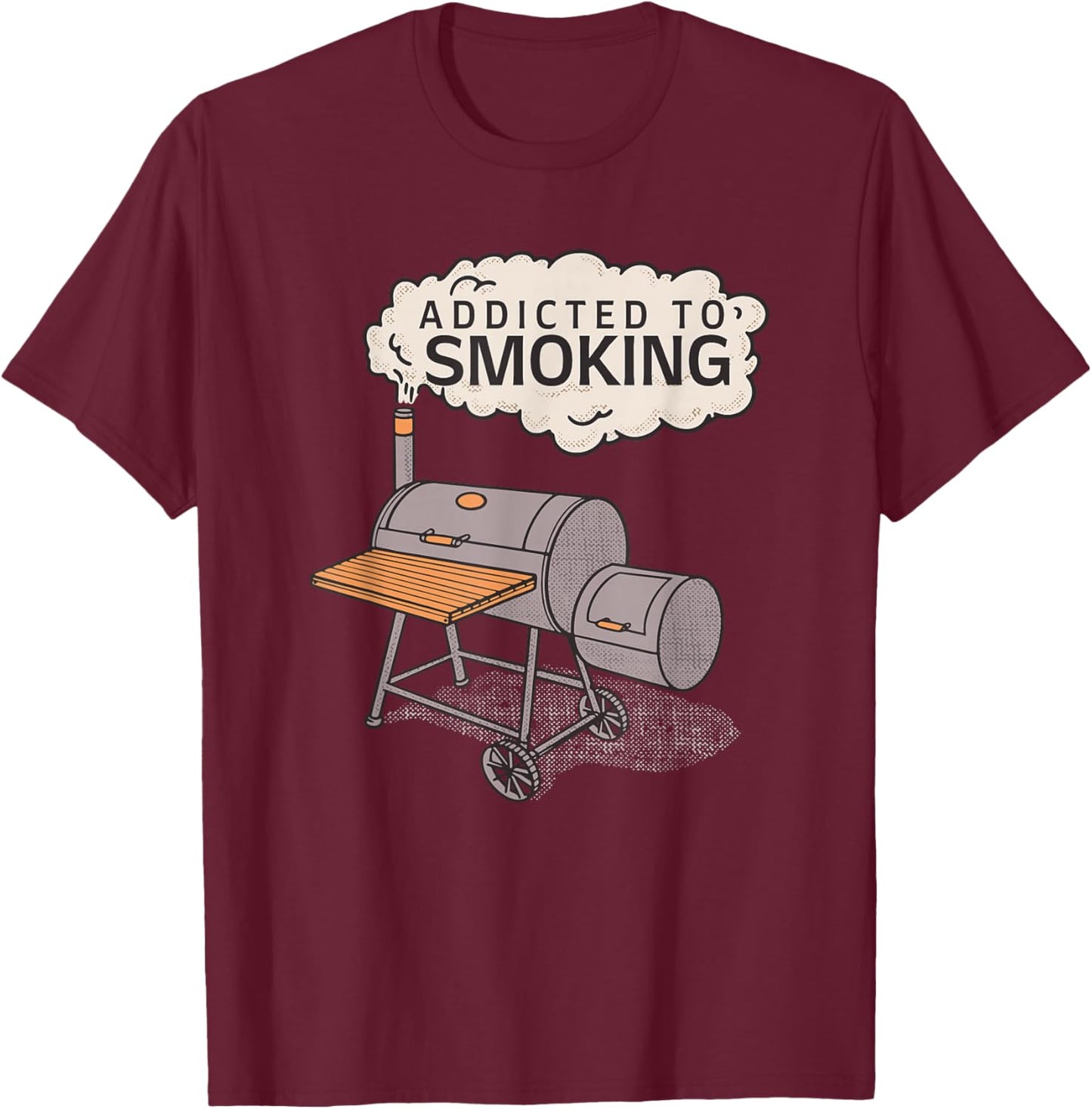 Funny Meat Smoker Meme Addicted To Smoking Pun T-Shirt - T-Shirt | Maroon