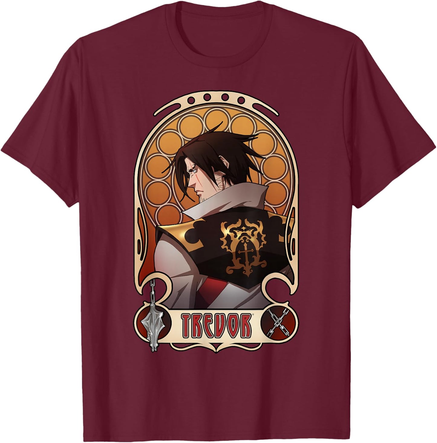 Netflix Castlevania Trevor Belmont Portrait T-Shirt - T-Shirt | Maroon