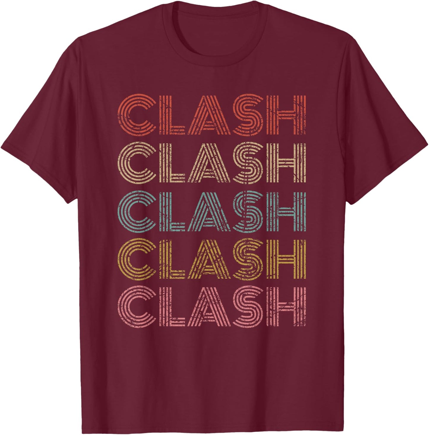 Clash Vintage Retro Text Apparel 70s 80s Gaming Gift T-Shirt - T-Shirt | Maroon
