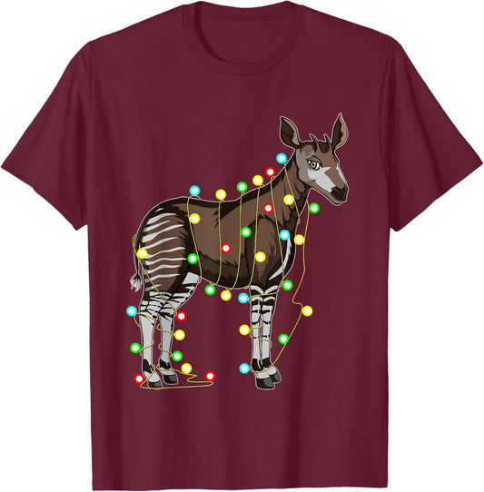 Funny Christmas Okapi Lover by Funny Christmas Okapi Gifts Tizy Apparel - -Adults and Kids - Black - Short Sleeve - Size Small T-Shirt - T-Shirt | Maroon