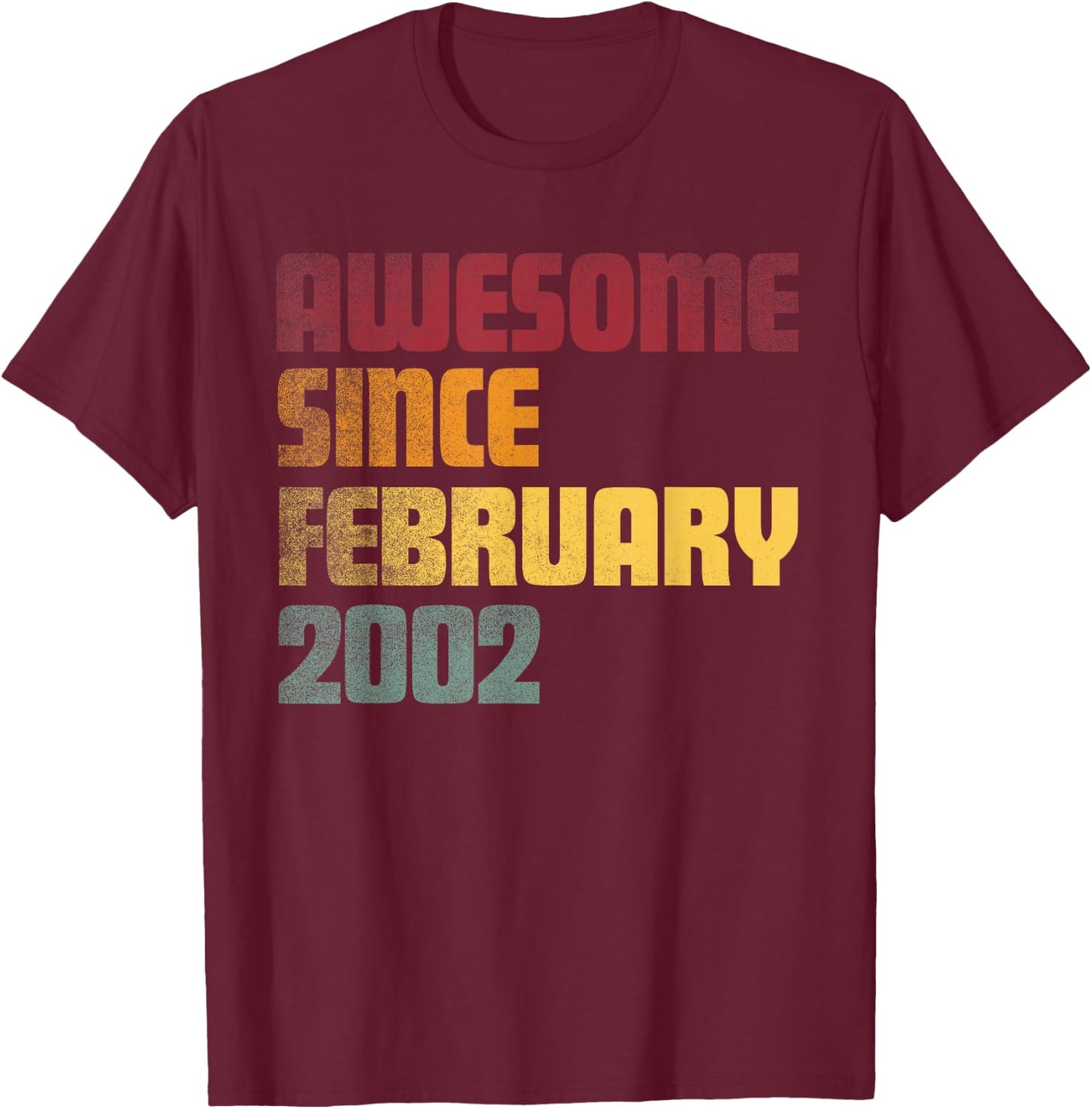 Awesome Since February 2002 24th Birthday - Vintage T-Shirt - T-Shirt | Maroon