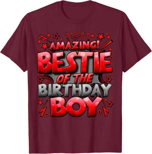 Best Friend of the Birthday Boy Matching Family Bestie T-Shirt - T-Shirt | Maroon