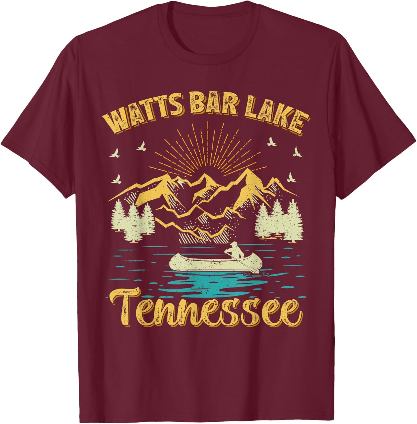Summer Vacation Retro Mountain Tennessee Watts Bar Lake Women Kids T-Shirt - T-Shirt | Maroon