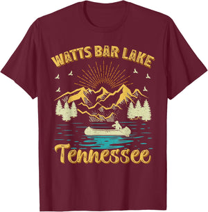 Summer Vacation Retro Mountain Tennessee Watts Bar Lake Women Kids T-Shirt - T-Shirt | Maroon