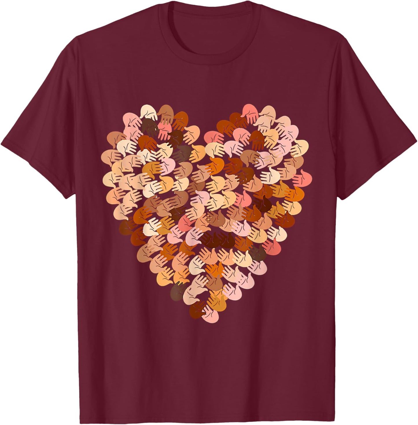 Melanin Hands Heart Valentines Day Black History Month T-Shirt - T-Shirt | Maroon