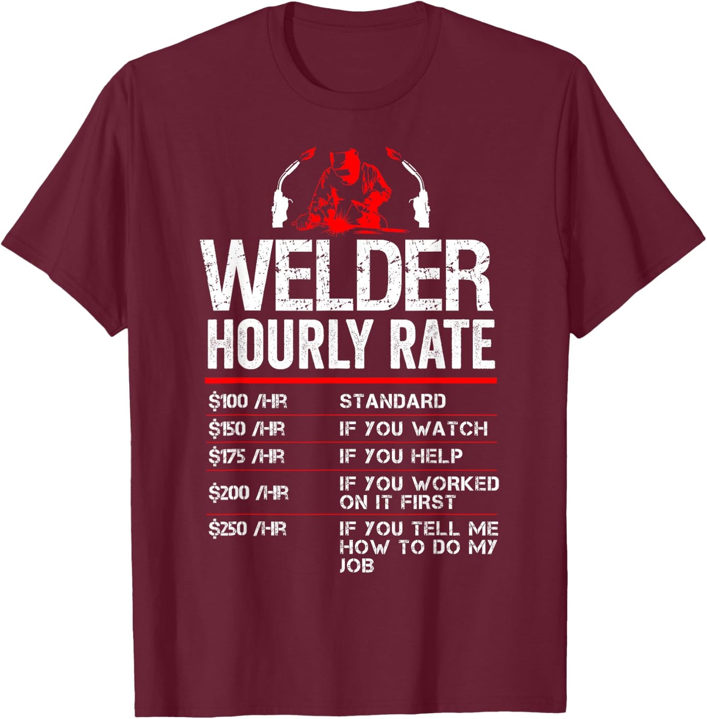 Welder Hourly Rate Funny Welding Metal Worker Pipeliner Men T-Shirt - T-Shirt | Maroon