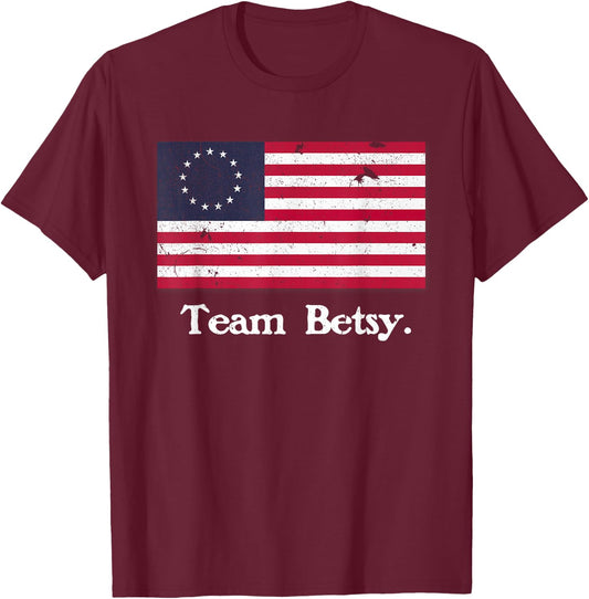 Team Betsy Ross Flag Shirt Proud American Flag Distressed T-Shirt - T-Shirt | Maroon
